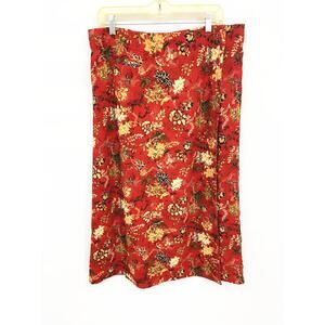 Christopher & Banks Stretch Red Multicolor Floral Midi Skirt Size 14